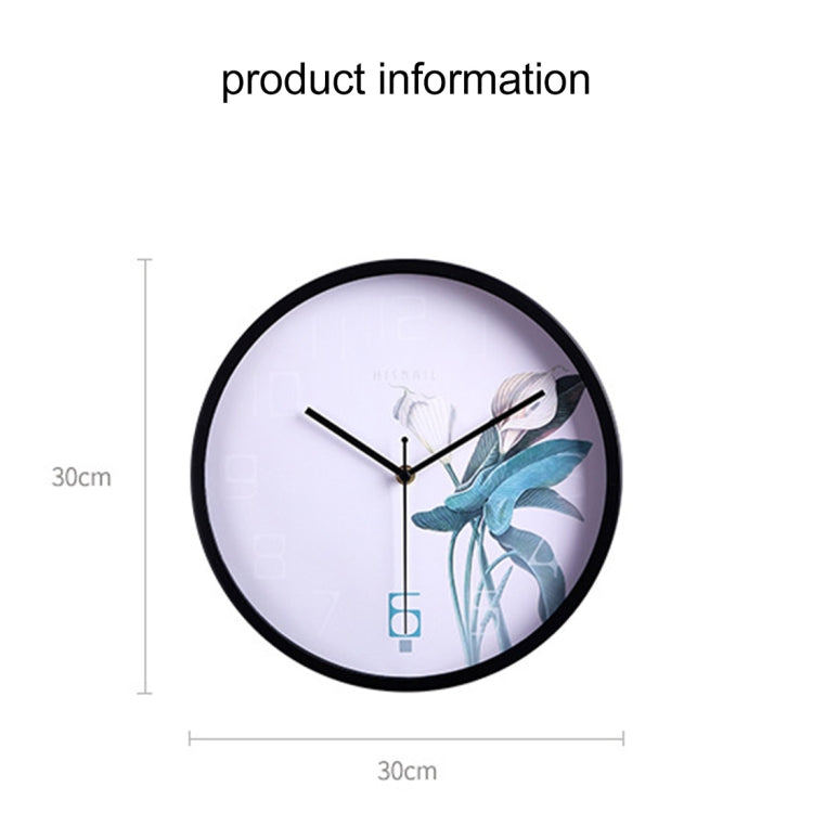 Home Office Classic Silent Non Ticking Flower Pattern 12 inch Round Wall Quartz Clock