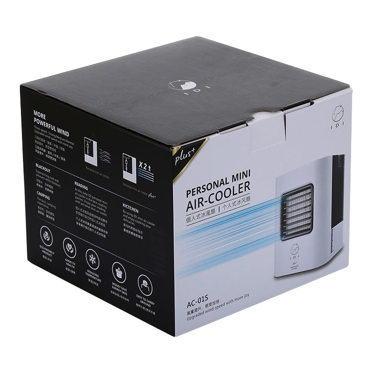 AC-01S Upgraded Version 2W IDI Portable Energy Efficient Evaporation Cooling Mini Air Conditioning Fan Air-cooler Purifier with 3 Speed Modes & LED Display & Handle for Home, Office, Camping