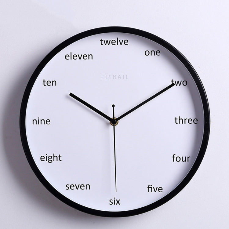 Home Office Room English Number Silent Non Ticking 12 inch Round Decorative Wall Quartz Clock