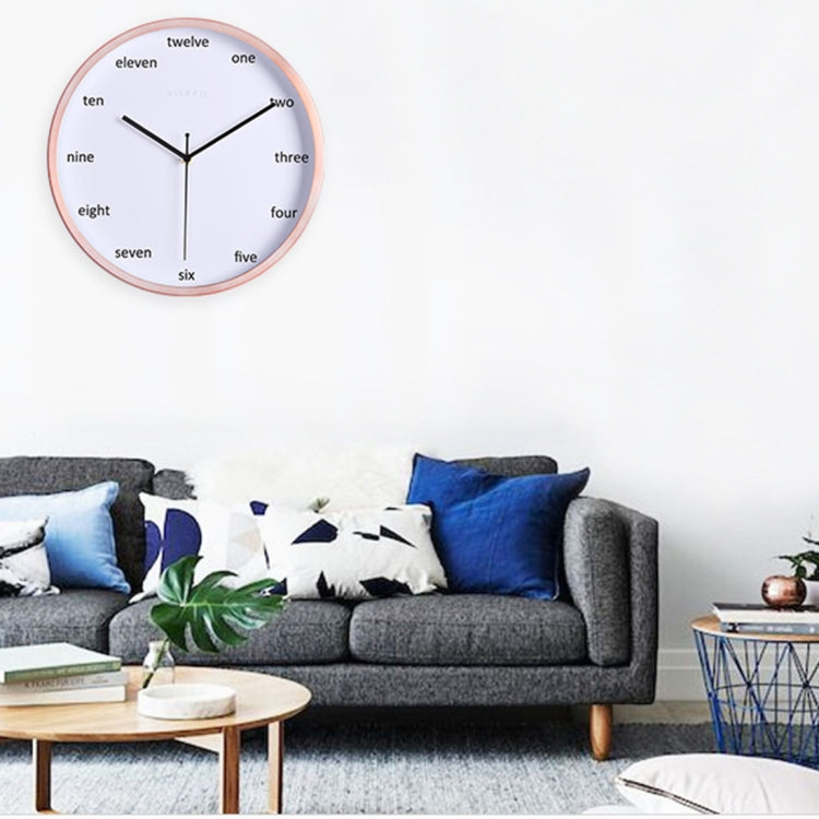 Home Office Room English Number Silent Non Ticking 12 inch Round Decorative Wall Quartz Clock