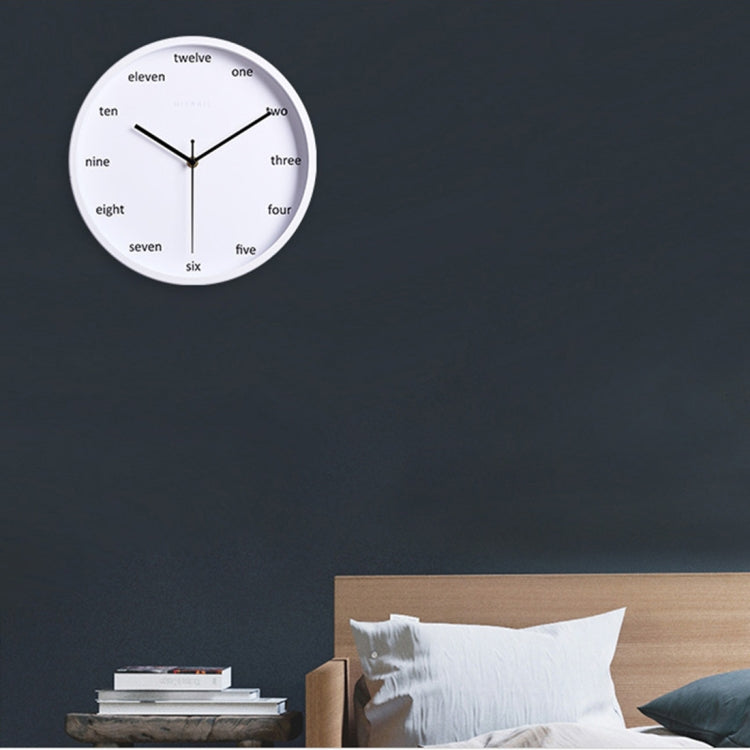 Home Office Room English Number Silent Non Ticking 12 inch Round Decorative Wall Quartz Clock