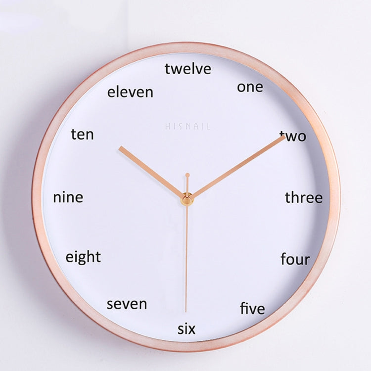 Home Office Room English Number Silent Non Ticking 12 inch Round Decorative Wall Quartz Clock