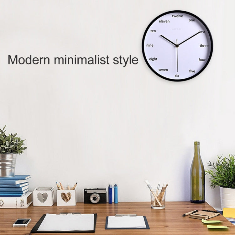 Home Office Room English Number Silent Non Ticking 12 inch Round Decorative Wall Quartz Clock