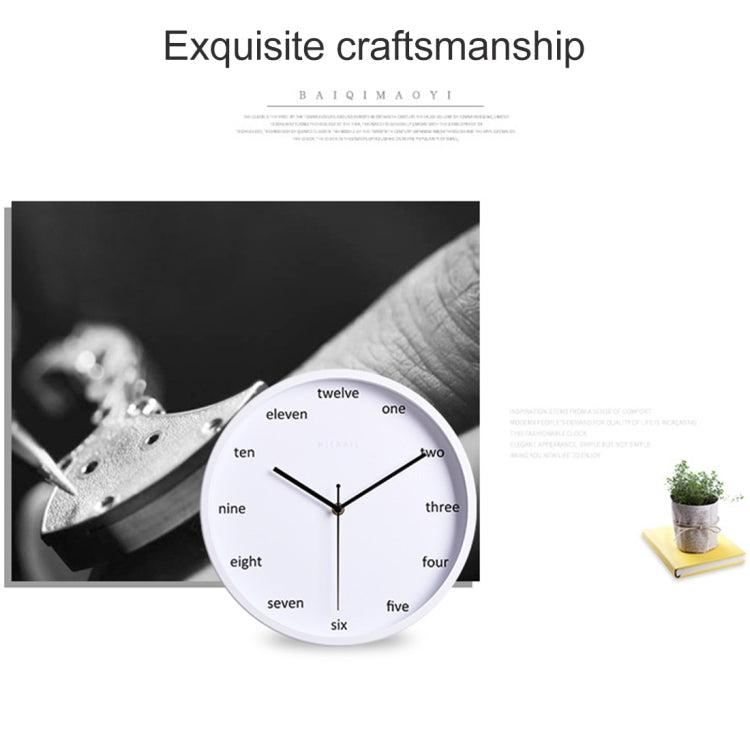 Home Office Room English Number Silent Non Ticking 12 inch Round Decorative Wall Quartz Clock