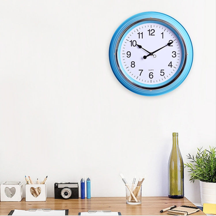 Home Office Room Metal Frame Silent Non Ticking 14 inch Round Decorative Wall Quartz Clock