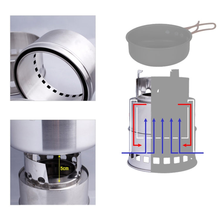 Outdoor Camping Tall Stainless Steel Wood-burning Stove Solid alcohol Stove for Picnic Heating