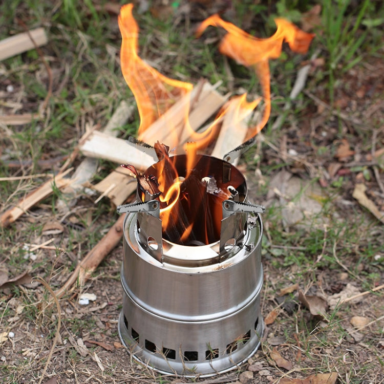 Outdoor Camping Tall Stainless Steel Wood-burning Stove Solid alcohol Stove for Picnic Heating