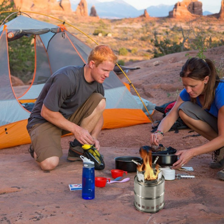 Outdoor Camping Tall Stainless Steel Wood-burning Stove Solid alcohol Stove for Picnic Heating
