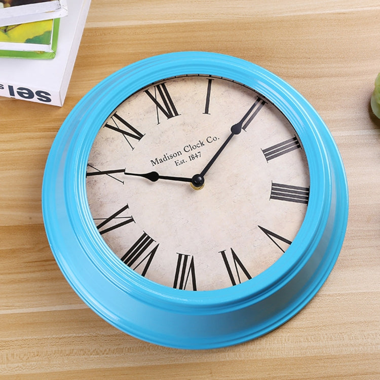 Home Office Room Retro Metal Frame Silent Non Ticking 12 inch Round Decorative Wall Quartz Clock