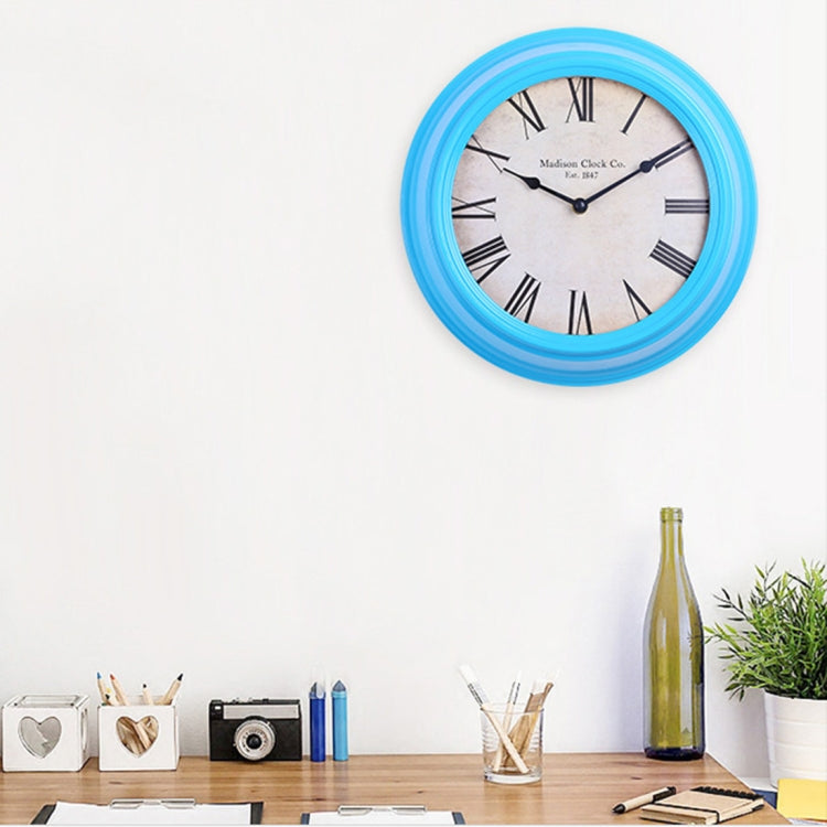 Home Office Room Retro Metal Frame Silent Non Ticking 12 inch Round Decorative Wall Quartz Clock