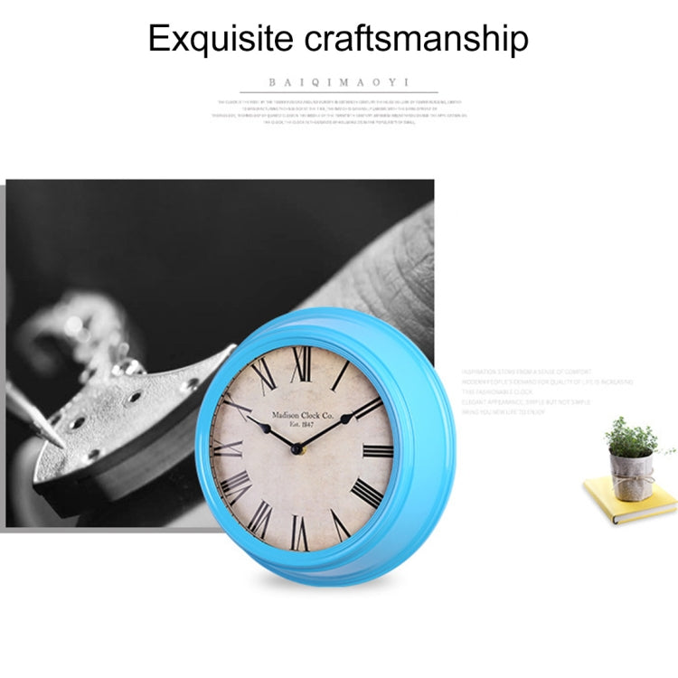 Home Office Room Retro Metal Frame Silent Non Ticking 12 inch Round Decorative Wall Quartz Clock
