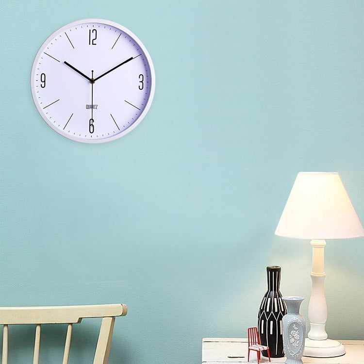 Home Office Room Modern Metal Frame Silent Battery Operated 12 inch Round Decorative Wall Quartz Clock