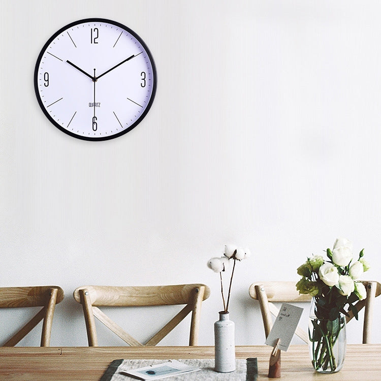 Home Office Room Modern Metal Frame Silent Battery Operated 12 inch Round Decorative Wall Quartz Clock