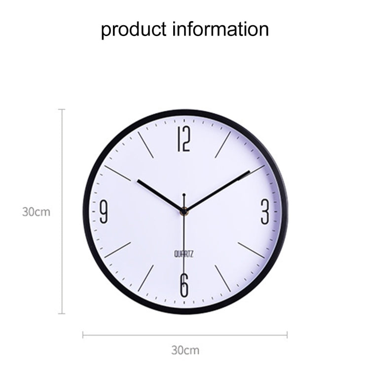Home Office Room Modern Metal Frame Silent Battery Operated 12 inch Round Decorative Wall Quartz Clock