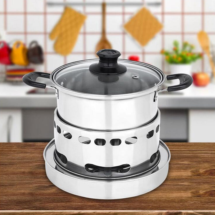 Portable Outdoor Stainless Steel Wick Alcohol Stove Single Small Pot Set, Size: 16cm
