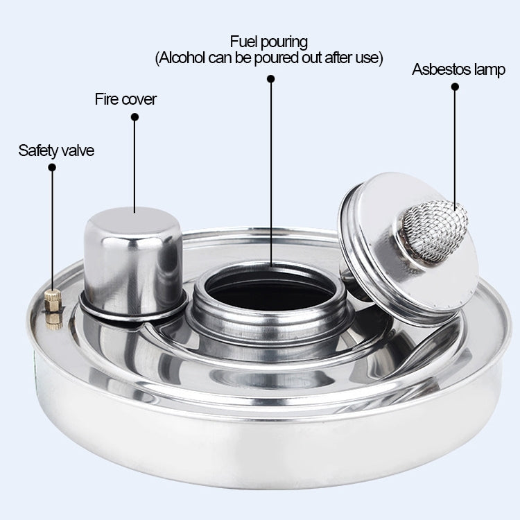 Portable Outdoor Stainless Steel Wick Alcohol Stove Single Small Pot Set, Size: 16cm