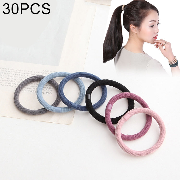 30PCS Solid Color High Elastic Rubber Band Headgear Random Color Delivery