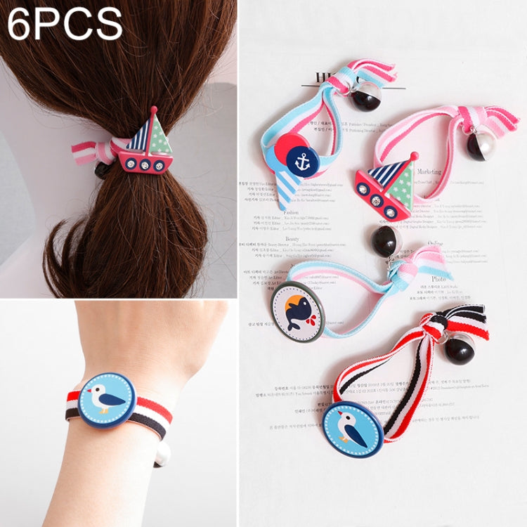 6 PCS Mediterranean Series Elastic Rubber Hair Band Rope Random Color Delivery