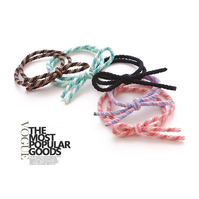20 PCS Bowknot style Dual Elastic Rubber Hair Band Ring Random Color Delivery