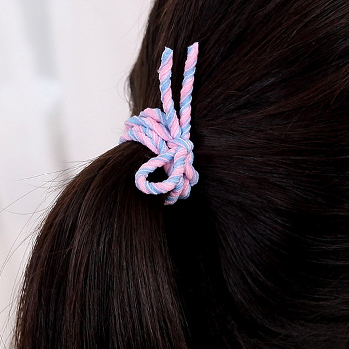 20 PCS Bowknot style Dual Elastic Rubber Hair Band Ring Random Color Delivery