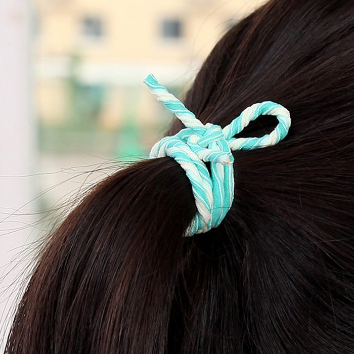 20 PCS Bowknot style Dual Elastic Rubber Hair Band Ring Random Color Delivery