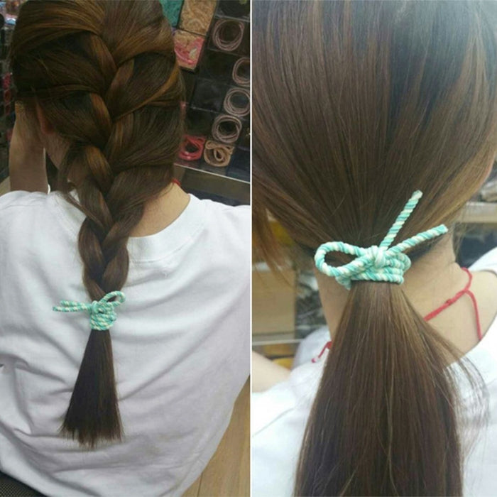 20 PCS Bowknot style Dual Elastic Rubber Hair Band Ring Random Color Delivery