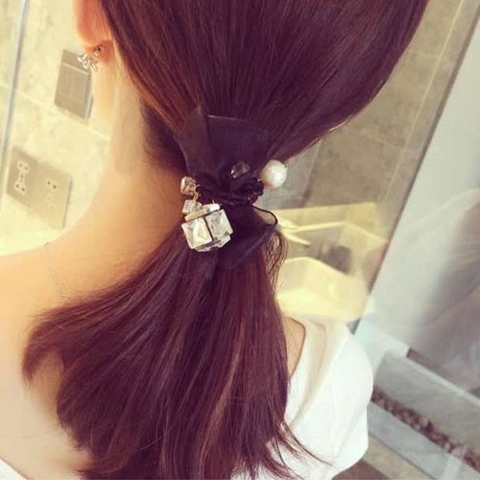10 PCS Lace Bowknot Style Elastic Rubber Hair Band Ring Random Delivery