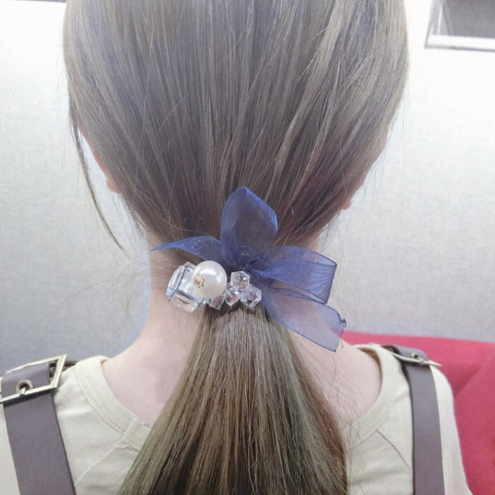 10 PCS Lace Bowknot Style Elastic Rubber Hair Band Ring Random Delivery