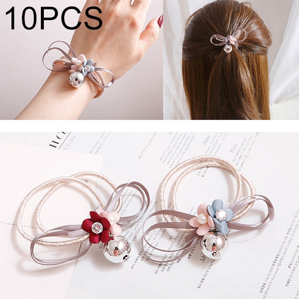 10 PCS Sweet Flower Style Elastic Rubber Hair Band Ring Random Color Delivery