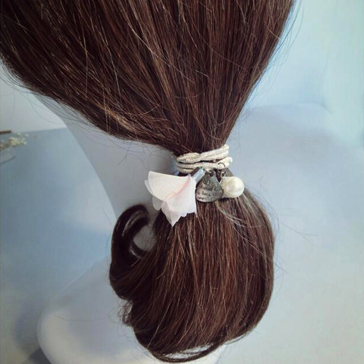 10 PCS Silk Flower Style Elastic Rubber Hair Band Ring Random Color Delivery