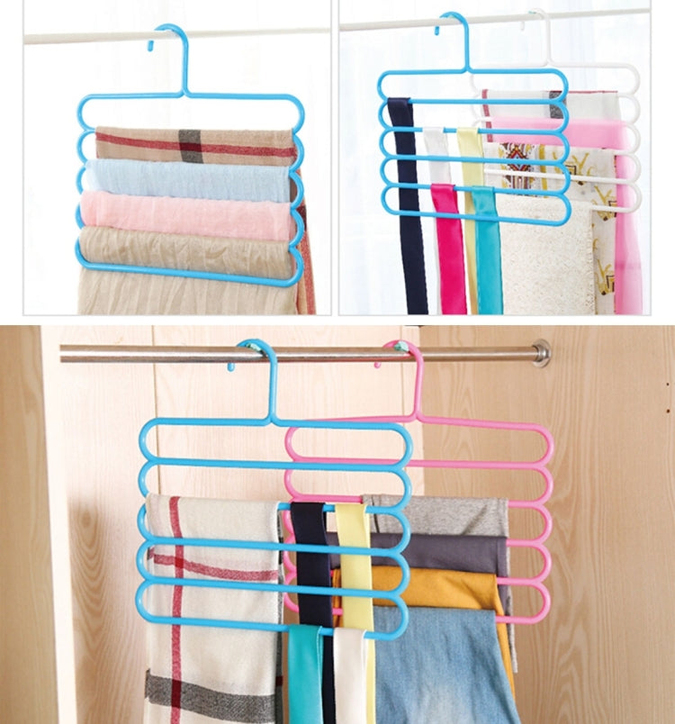 Multi-function 5 Layers Pants Scarf Silk Tie Plastic Clothes Hangers(Blue)