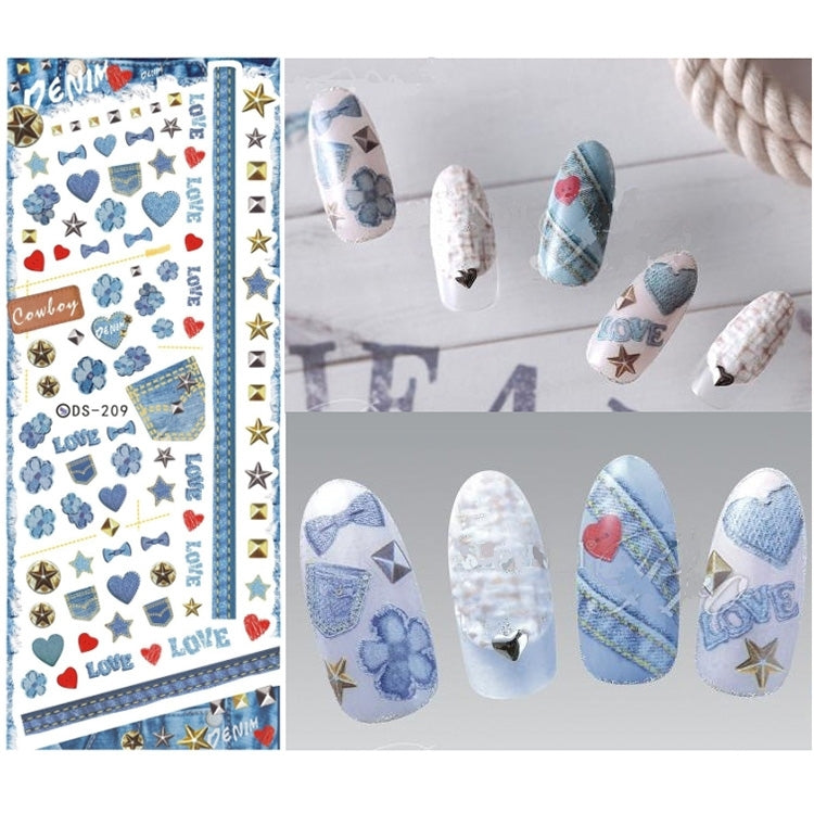 DS209-222 5 PCS 14 Patterns DIY Design Beauty Water Transfer Harajuku Nails Art Sticker Nail Art Decoration Accessories, Random Color Delivery, Without Nails