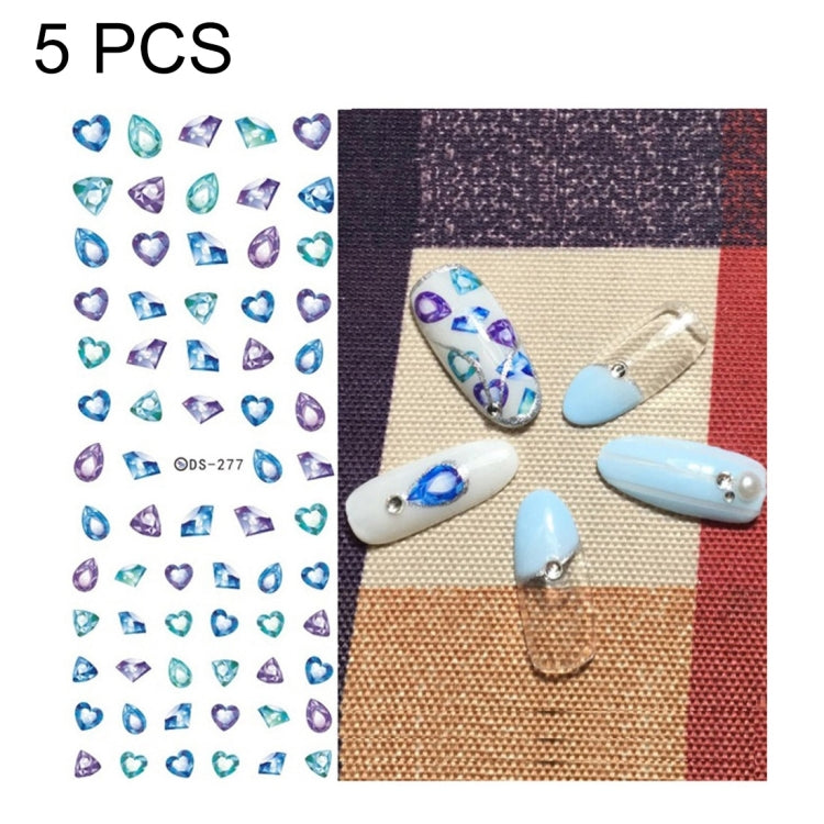 DS272-285 5 PCS 13 Patterns DIY Design Beauty Water Transfer Harajuku Nails Art Sticker Nail Art Decoration Accessories, Random Color Delivery, Without Nails
