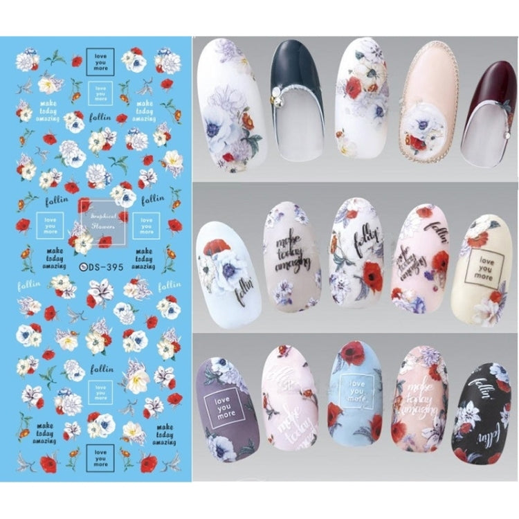 DS395-408 5 PCS 12 Patterns DIY Design Beauty Water Transfer Harajuku Nails Art Sticker Nail Art Decoration Accessories, Random Color Delivery, Without Nails