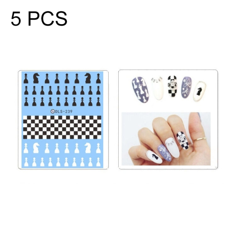 DLS229-242 5 PCS 7 Patterns DIY Design Beauty Water Transfer Nails Art Sticker Nail Art Decoration Accessories, Random Color Delivery, Without Nails