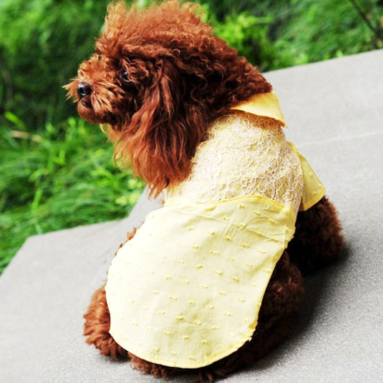 Cute Floral Pattern Lace Pet Shirt, Size: XS, Back Length: 20cm, Chest: 32cm(Yellow)