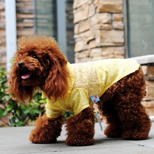 Cute Floral Pattern Lace Pet Shirt, Size: S, Back Length: 25cm, Chest: 35cm(Yellow)