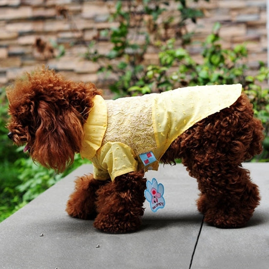 Cute Floral Pattern Lace Pet Shirt, Size: S, Back Length: 25cm, Chest: 35cm(Yellow)