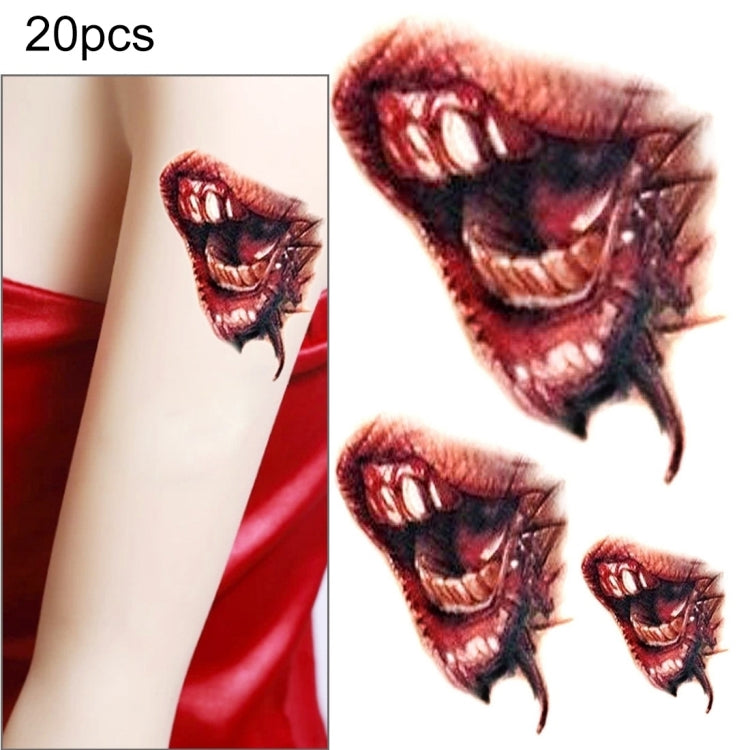 S-297 50 PCS Halloween Terror Realistic Wound Blood Mouth Temporary Tattoo Sticker