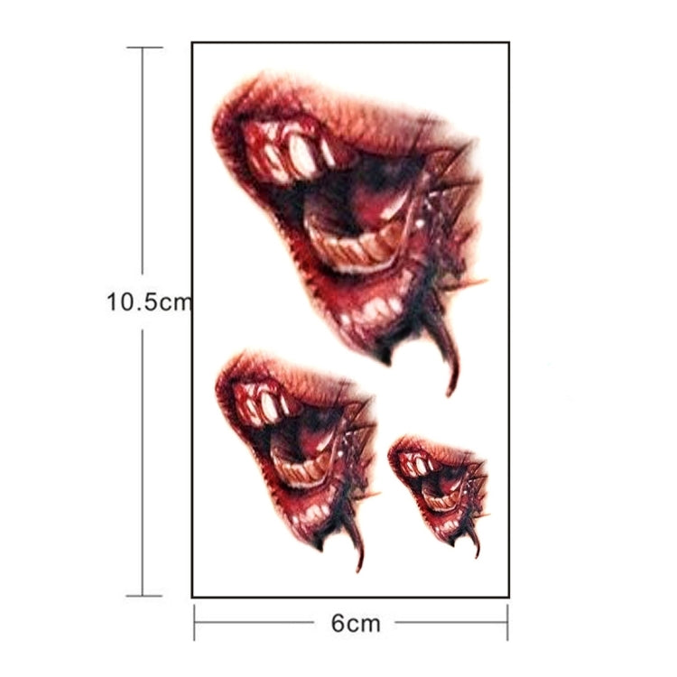S-297 50 PCS Halloween Terror Realistic Wound Blood Mouth Temporary Tattoo Sticker