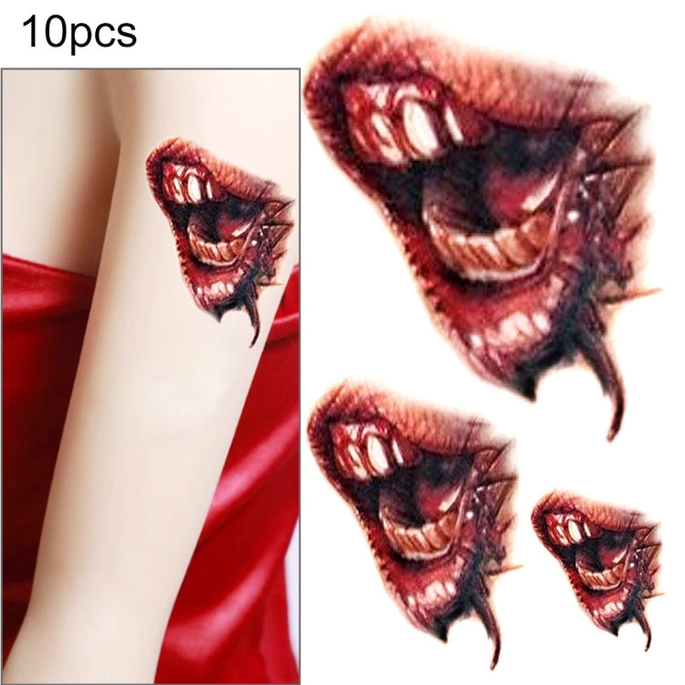 S-297 100 PCS Halloween Terror Realistic Wound Blood Mouth Temporary Tattoo Sticker
