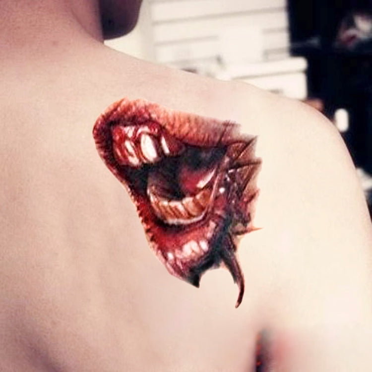 S-297 100 PCS Halloween Terror Realistic Wound Blood Mouth Temporary Tattoo Sticker