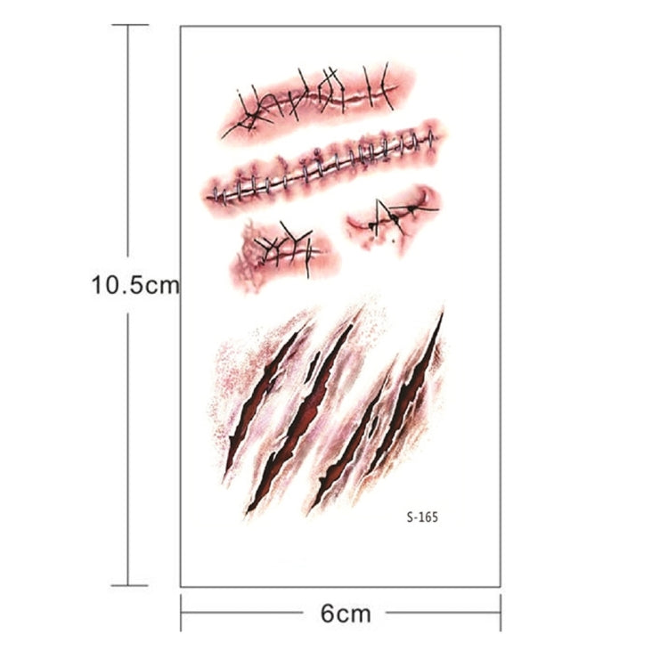 S-165 100 PCS Halloween Terror Wound Realistic Scratches Injury Scar Temporary Tattoo Sticker
