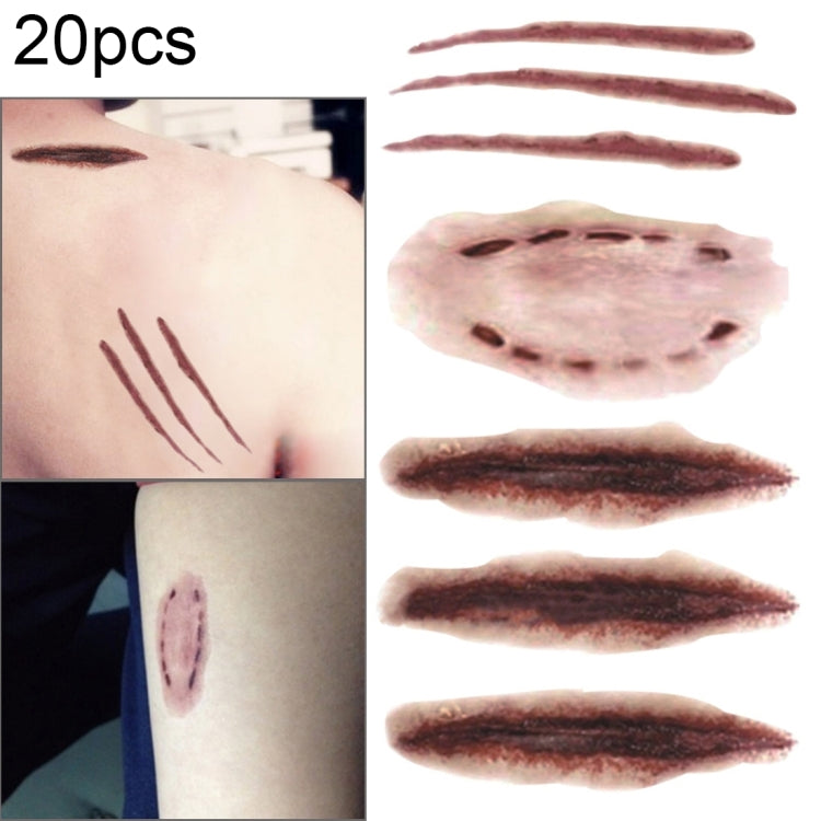 S-250 100 PCS Halloween Terror Realistic Scratches Wound Injury Scar Temporary Tattoo Sticker