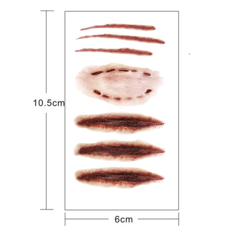 S-250 50 PCS Halloween Terror Realistic Scratches Wound Injury Scar Temporary Tattoo Sticker