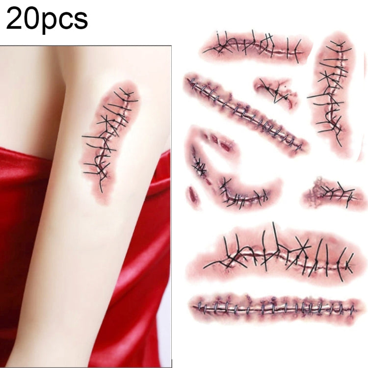 S-263 100 PCS Halloween Terror Realistic Wound Injury Scar Temporary Tattoo Sticker