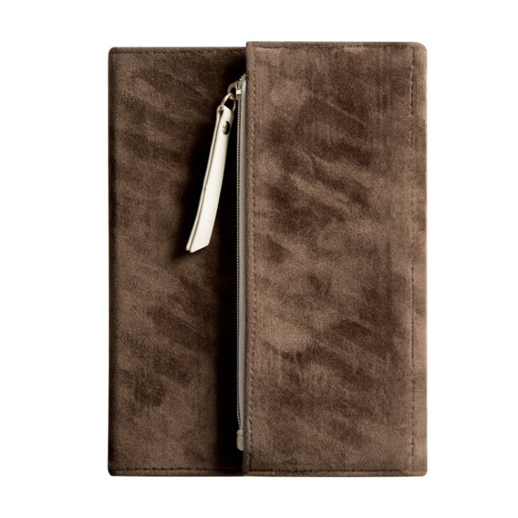 B6 Portable Suede Cover Tri-folding Notebook Diary Book with Storage Bag