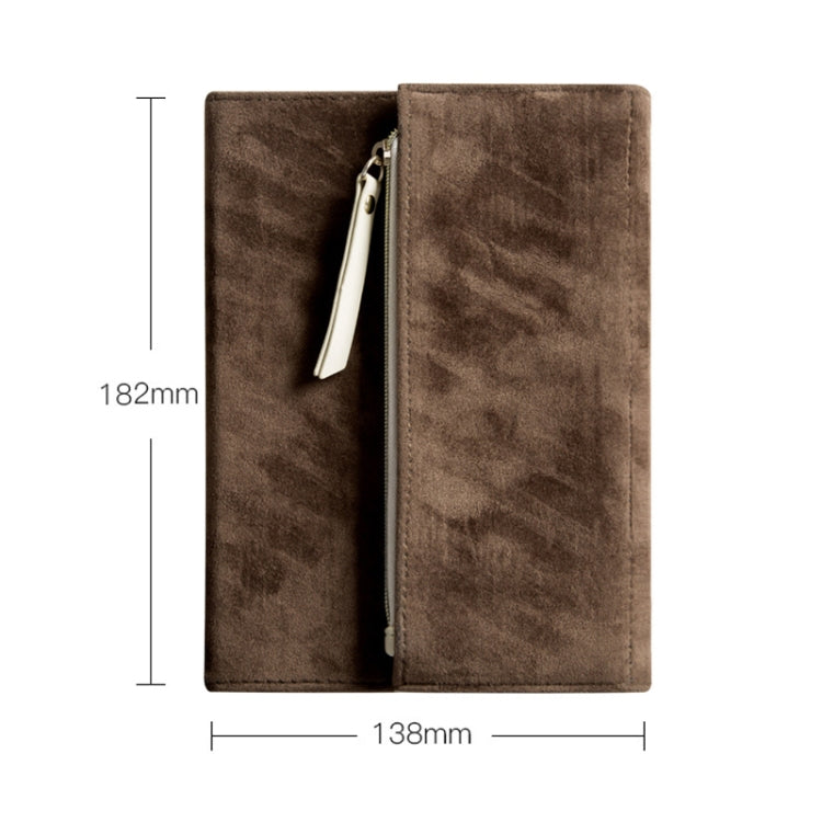 B6 Portable Suede Cover Tri-folding Notebook Diary Book with Storage Bag