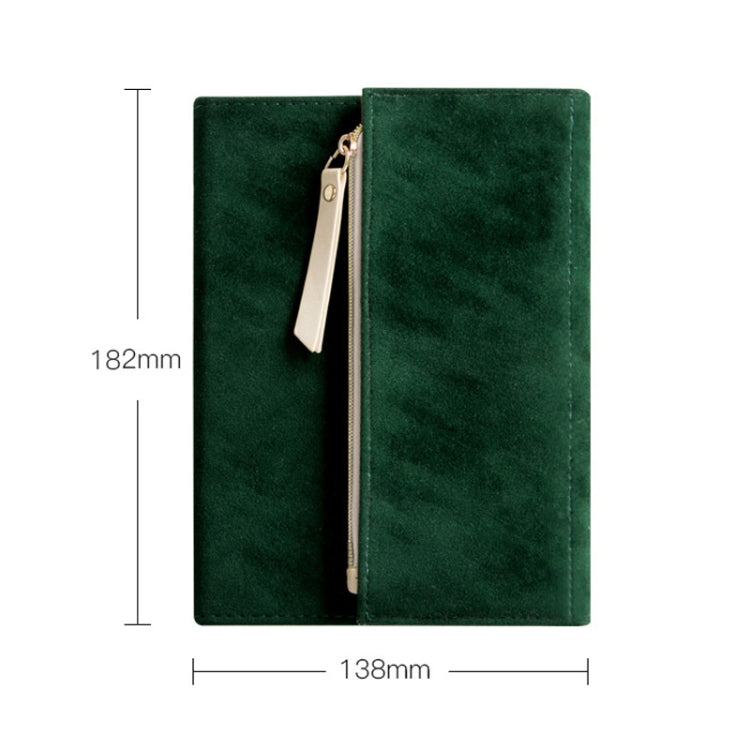 B6 Portable Suede Cover Tri-folding Notebook Diary Book with Storage Bag