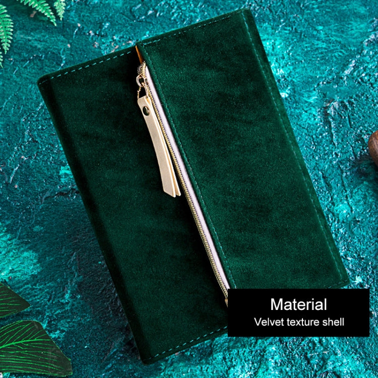 B6 Portable Suede Cover Tri-folding Notebook Diary Book with Storage Bag